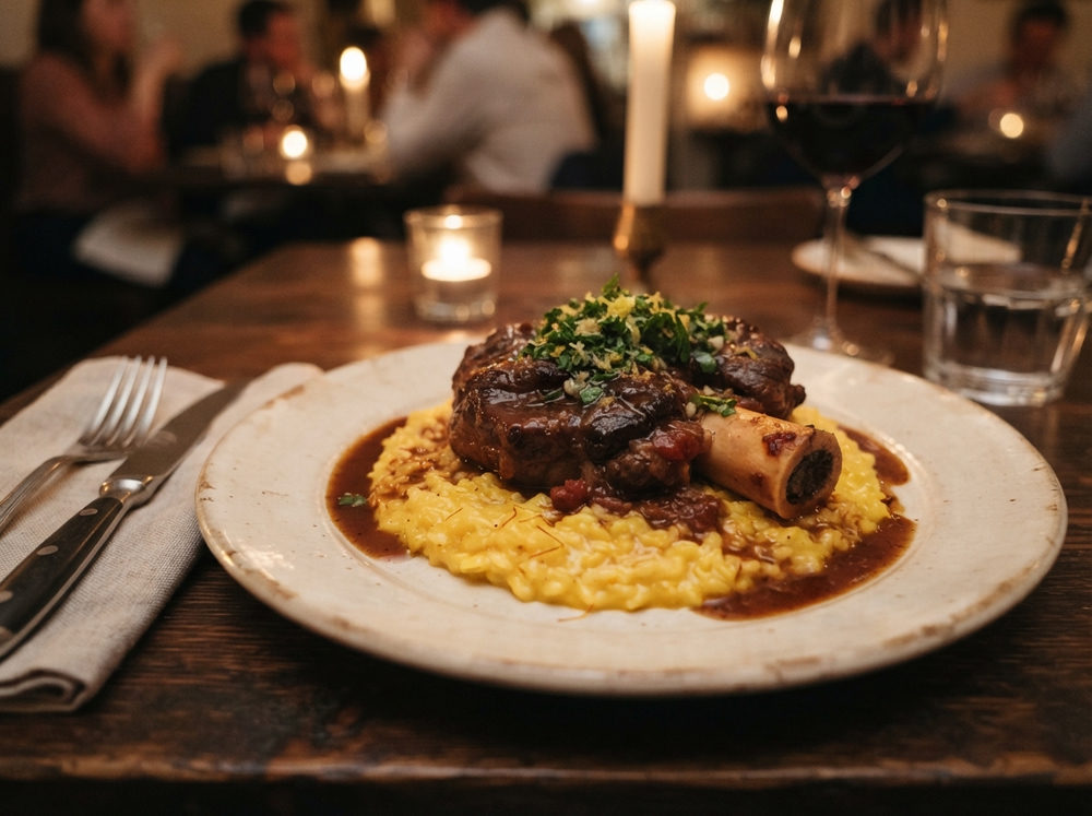 Osso buco with saffron risotto
